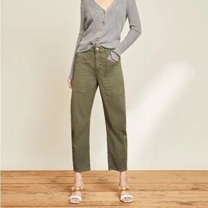 Veronica Beard Charlie Olive Green Women Barrel Jeans